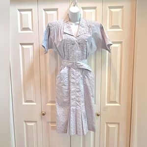 Sky Blue Floral Print Double Breasted Belted Dress size 5-6